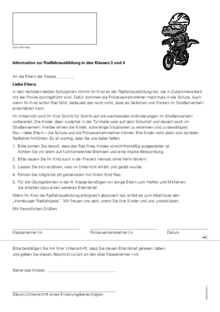 Vorschaubild der Publikation Fahrradschule – Elternbrief