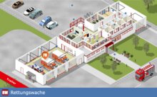Grafik einer Rettungswache von oben